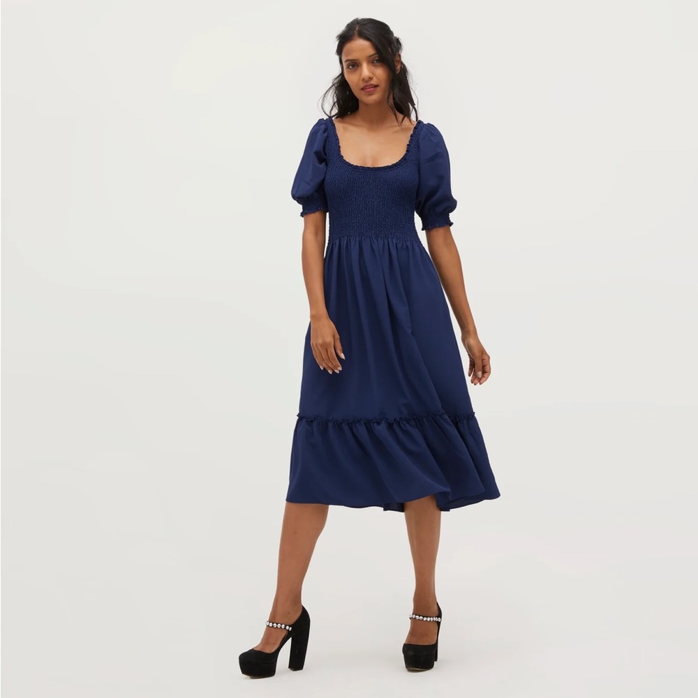 Hill House Louisa Dress in Navy Crepe